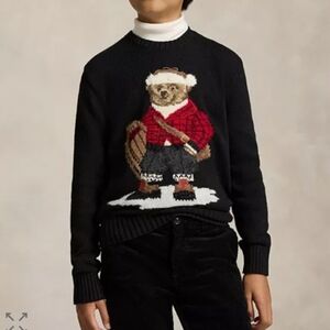 Polo by Ralph Lauren Boys Polo Bear Black Sweater Size Large